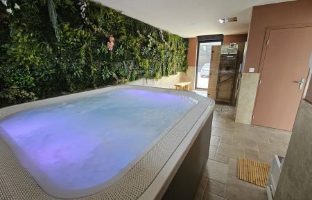 Espace bien-être équipée d'un spa 6 places avec système hifi intégré, une douche spacieuse et d'un sauna infrarouge Gîte n°G622523 Echinghen - Pas-de-Calais - Espace bien-être équipée d'un spa 6 places avec système hifi intégré, une douche spacieuse et d'un sauna infrarouge